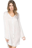Loungerie by Subtle Luxury Pajama Top Miranda Nightshirt in White with Black Dot Print