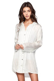 Loungerie by Subtle Luxury Pajama Top Miranda Sleepshirt / XS / BF White Miranda Satin Sleep Shirt in Blue Ditsy Stripe