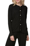 Loungerie by Subtle Luxury Pajama Top Petite Ruffle Cardigan / M/L / Black Petite Cropped Knit Ruffle Cardigan