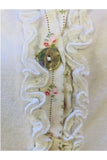 Loungerie by Subtle Luxury Pajama Top Ruffle Cardigan / M/L / White w/ Flowers Ruffle Knit Signature Cardigan top