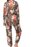 Loungerie by Subtle Luxury Robe Bloom Baby Olive Print Kimono Robe
