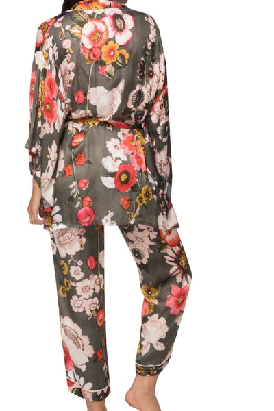 Loungerie by Subtle Luxury Robe Bloom Baby Olive Print Kimono Robe