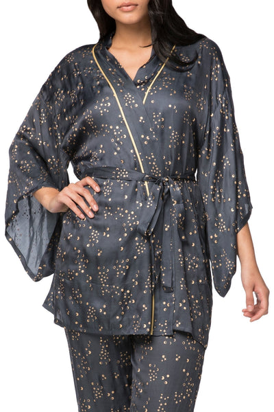 Loungerie by Subtle Luxury Robe Moon Phase Kimono / S/M / L-48 Navy Moon Phase Kimono Lounge Robe