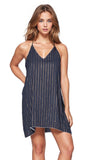 Loungerie by Subtle Luxury Slip Marceline Slip Dress / XS/S / Navy w/Gold Marceline Slip Dress with Satin Gold Shine Strip