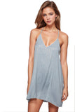 Loungerie by Subtle Luxury Slip Marceline Slip Dress / XS/S / Steel w/Gold Marceline Slip Dress with Satin Gold Shine Strip