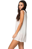 Loungerie by Subtle Luxury Slip Victoria Satin V-Neck Dress / XS/S / White Victoria Rayon Silky Satin V-Neck Ruffle Edge Dress