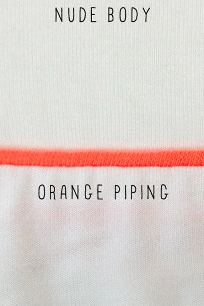 Loungerie by Subtle Luxury Top S/M / Nude/Orange Pippa Night Shirt in Nude with Orange Piping