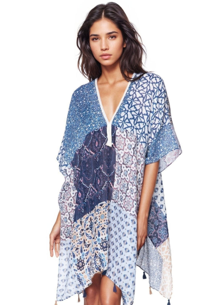 Marisa Patches Print in Braided Kaftan Coverup - Subtle Luxury