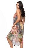 Maxi Halter Sundress Coverup in Moroccan Feel Print - Subtle Luxury