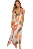 Maxi Halter Sundress Coverup in Playful Pineapple Print - Subtle Luxury