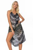 Maxi Halter Sundress Coverup - In the Matrix Print - Subtle Luxury