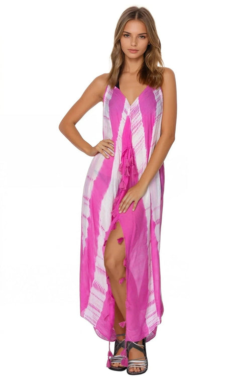 Maxi Halter Sundress Coverup in Waves & Wind Tie Dye - Subtle Luxury