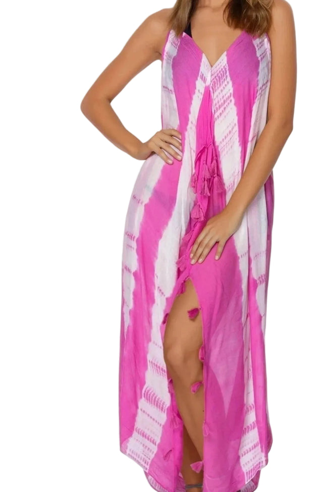 Maxi Halter Sundress Coverup in Waves & Wind Tie Dye - Subtle Luxury