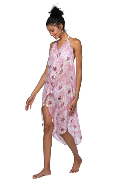 Maxi Halter Sundress Coverup in Weekend in Paris - Pink - Subtle Luxury