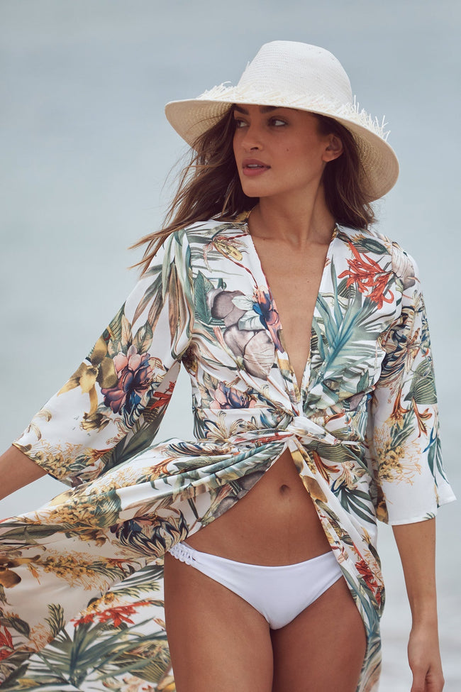 Maxi Kimono Wrap Print Sundress - Subtle Luxury