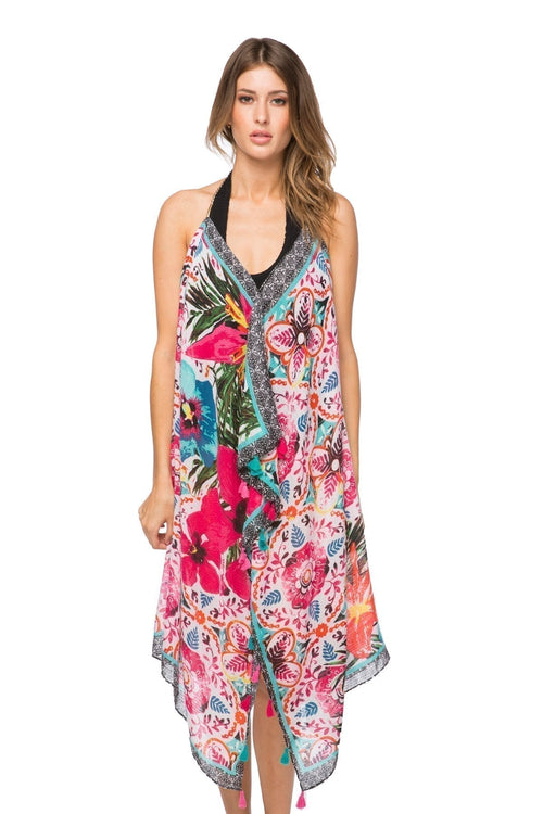 Maxi Tassel Dress in Vivid Paradise Print - Subtle Luxury
