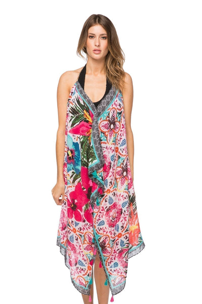 Maxi Tassel Dress in Vivid Paradise Print - Subtle Luxury