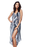 Maxi Tassel Coverup Sundress in Woven Stories Black and White Fabric