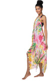 Maxi Tassel Sundress Coverup in One Summer Day Print - Subtle Luxury