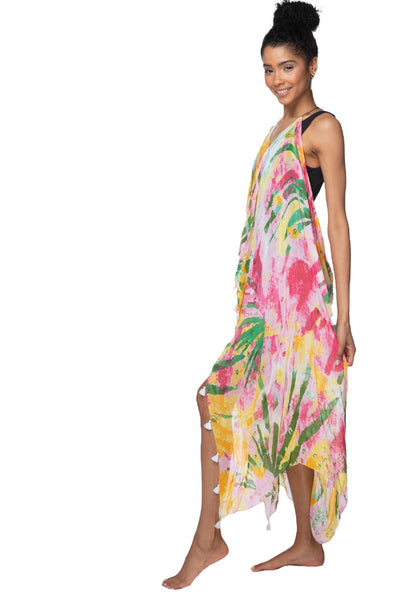 Maxi Tassel Sundress Coverup in One Summer Day Print - Subtle Luxury