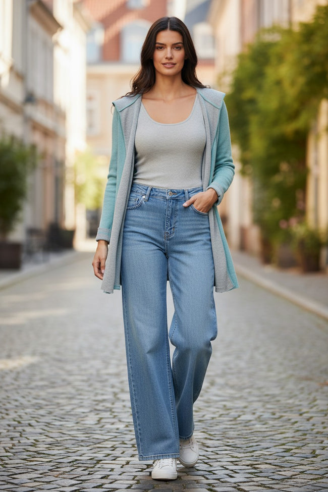 Maddie Reversible Two-Color Hoodie Sweater in Zen Blend
