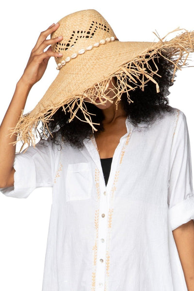 Mermaid Fringe Edge Straw Beach Hat - Subtle Luxury
