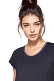 Mesh Trim Rayon Jersey Layering Tee - Subtle Luxury