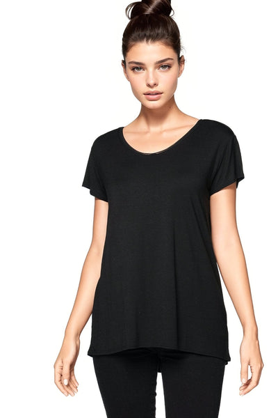 Mesh Trim Rayon Jersey Layering Tee - Subtle Luxury