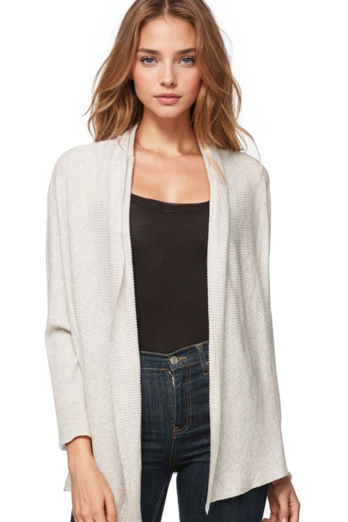 Mia Ribbed Crop Knit Cardigan Sweater in Zen Blend Yarn - Subtle Luxury