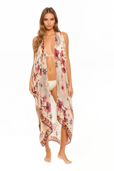 Braided Sarong Coverup in Flower Stitches Embroidery