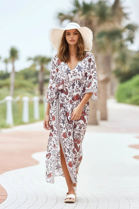 Maxi Halter Sundress Coverup  in Palms in the Moonlight Print
