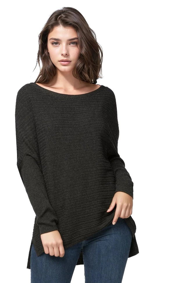 On the Horizon Boatneck Rib Knit Novelty Sweater in Paradise Blend - Subtle Luxury