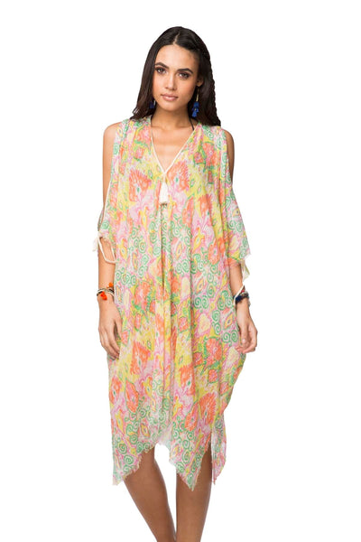 Open Shoulder Sundress Coverup in Day Dreamer Cotton Print - Subtle Luxury