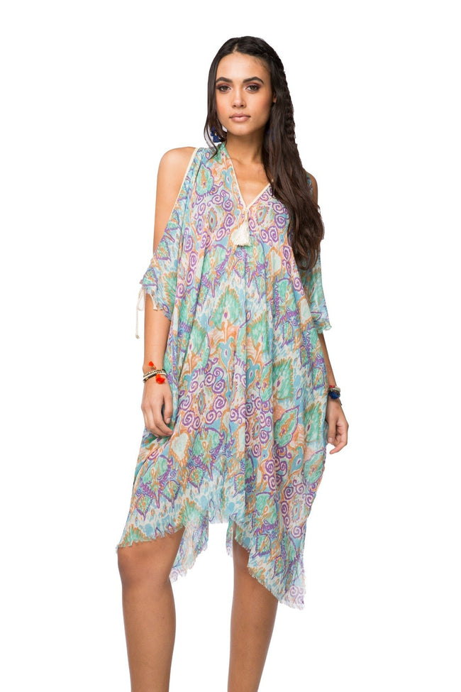 Open Shoulder Sundress Coverup in Day Dreamer Cotton Print - Subtle Luxury