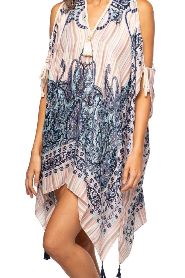 Open Shoulder Sundress Coverup in Good Omen Print - Subtle Luxury