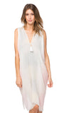 Open Shoulder Sundress Coverup in Sugar Mountain Woven - Subtle Luxury