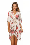 Open Shoulder Sundress Coverup in Summer Romance Print - Subtle Luxury