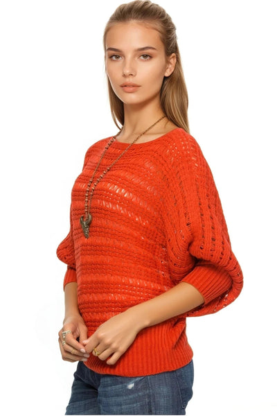 Open Stitch Novelty Boatneck Sweater - Subtle Luxury