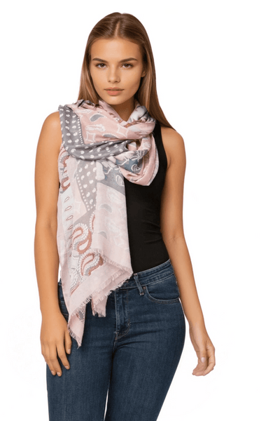 Patch it Together Print Sarong Scarf Wrap in Blush Pink - Subtle Luxury