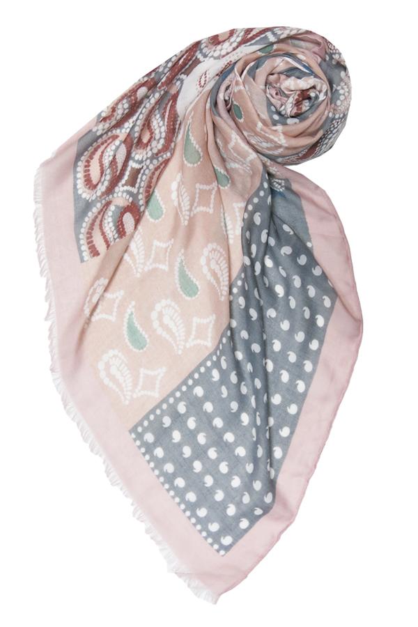 Patch it Together Print Sarong Scarf Wrap in Blush Pink - Subtle Luxury