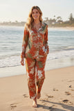 Piper Pajama Lounge Resort-Wear Top-Short Set - Bold Ferns Print