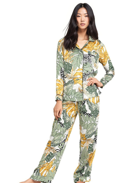 Piper PJ Top/Pant Set | Leafy Palm Print | Subtle Luxury - Subtle Luxury