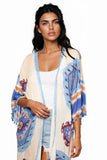 Pool to Party Kimono P2PBKJTD19 Super Soul Multi / One Size Bell Kimono Sleeve Kimono Coverup in Blue Prints