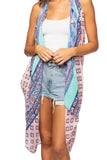 Pool to Party -Free Spirit Multi-Wear Coverup Vest Dress in Diamond Dancer Pink Boho Print