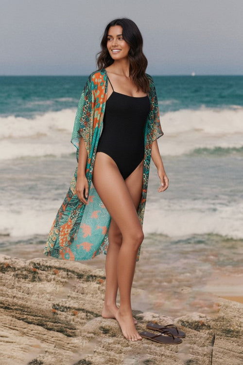 pool-to-party-Okinawa Patchwork Luxury Print Kimono Coverup