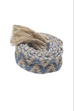 pool-to-party-belt-handwoven-aztec-pattern-wrap-belt-sky blue and natural color 