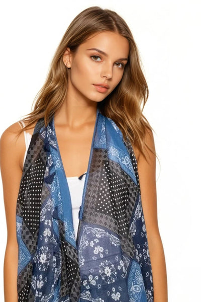 Pool to Party Coverup Bandana Blues / One Size / Navy Free Spirit Vest in Bandana Blues Print in Navy