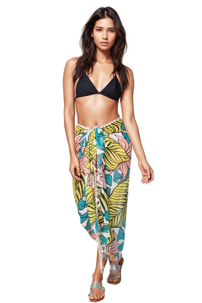 Pool to Party Coverup Botanic Pop / One Size / Multi Braided Multi Wear Coverup Sarong in Botanic Pop