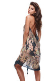 Pool to Party Coverup Dress One Size / Navy / Sheer Soft Hand Poly Maxi Tassel Sundress Coverup in Rio Blooms Prints