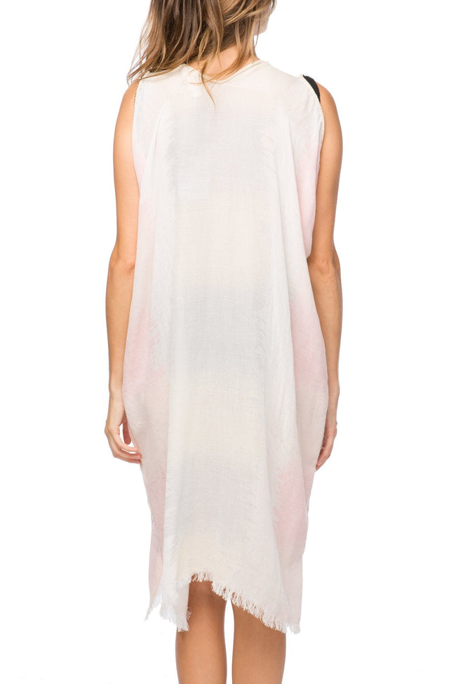 Pool to Party Coverup Dress One Size / Sherbert / 100% Viscose Loomed Fabric Open Shoulder Sundress Coverup in Sugar Mountain Woven